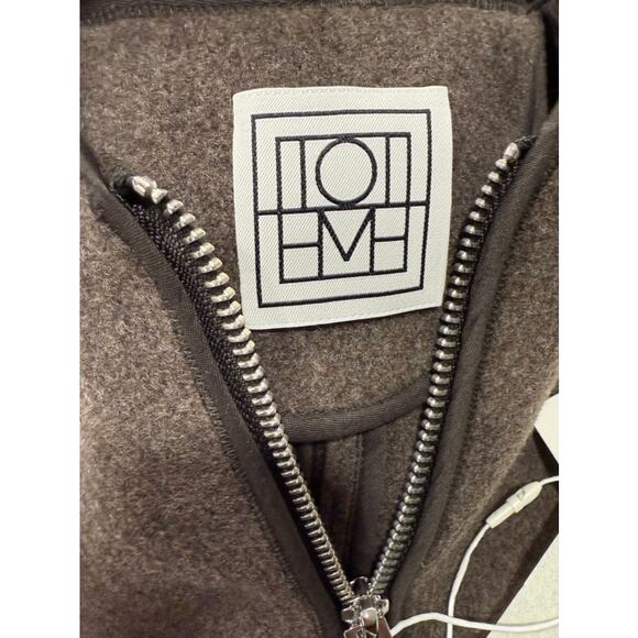 Toteme Felted Wool Zip Up Jacket Oak Melange 32 Small Brown XXS - Picture 11 of 11